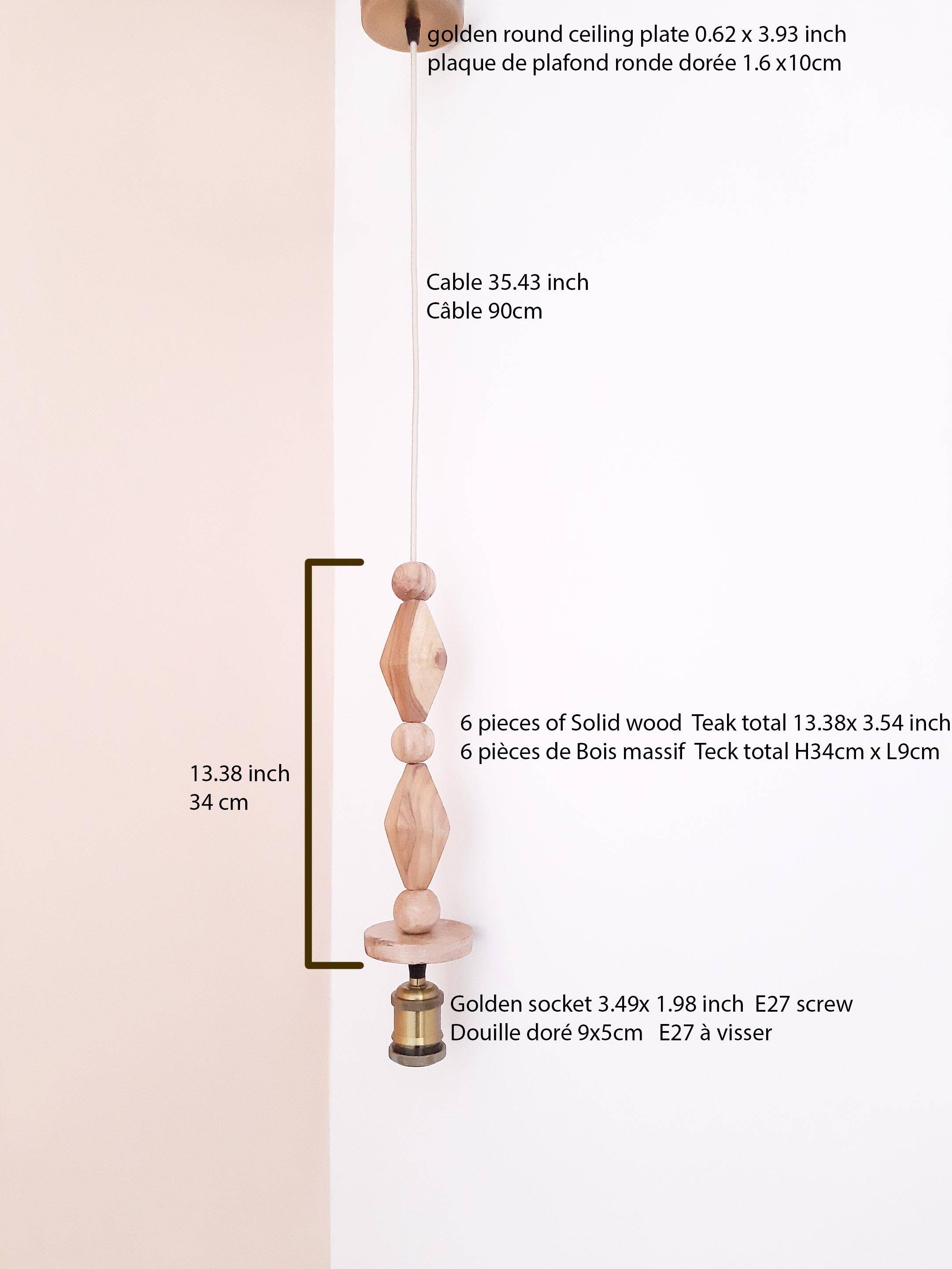Teak Pendant Light – Geometric and Elegant Design