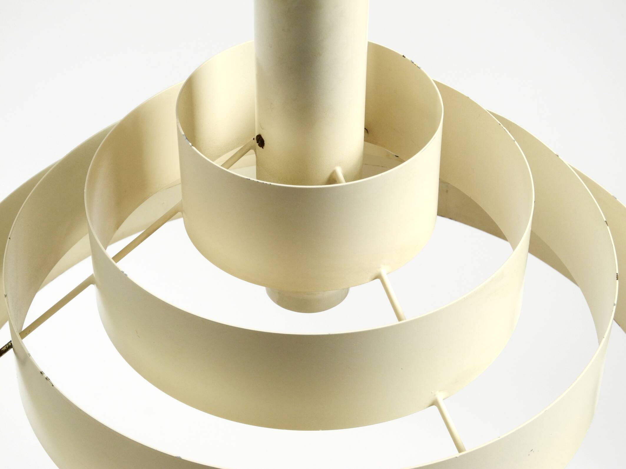 1960s Space Age heavy solid slatted metal pendant lamp