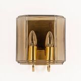 Large smoked glass wall sconces by Limburg, Germany.