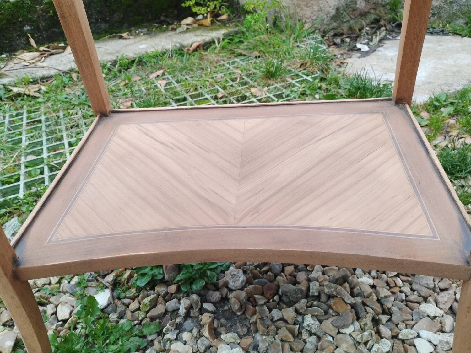 Antique Louis XVI style marquetry bedside table