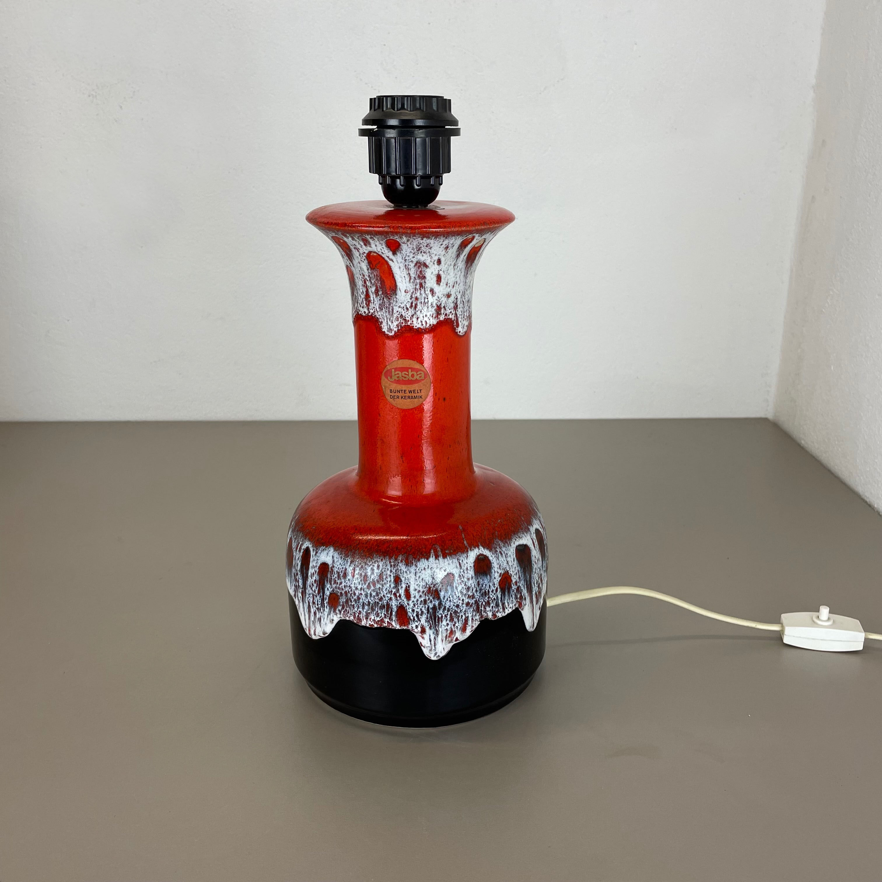 Super Colorful Fat Lava Pottery Table Light Base by Jasba Ceramics Germany 1970s