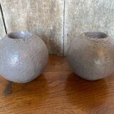 Pair of J-Line Vintage Grey Ceramic Ball Candle Holders #B771
