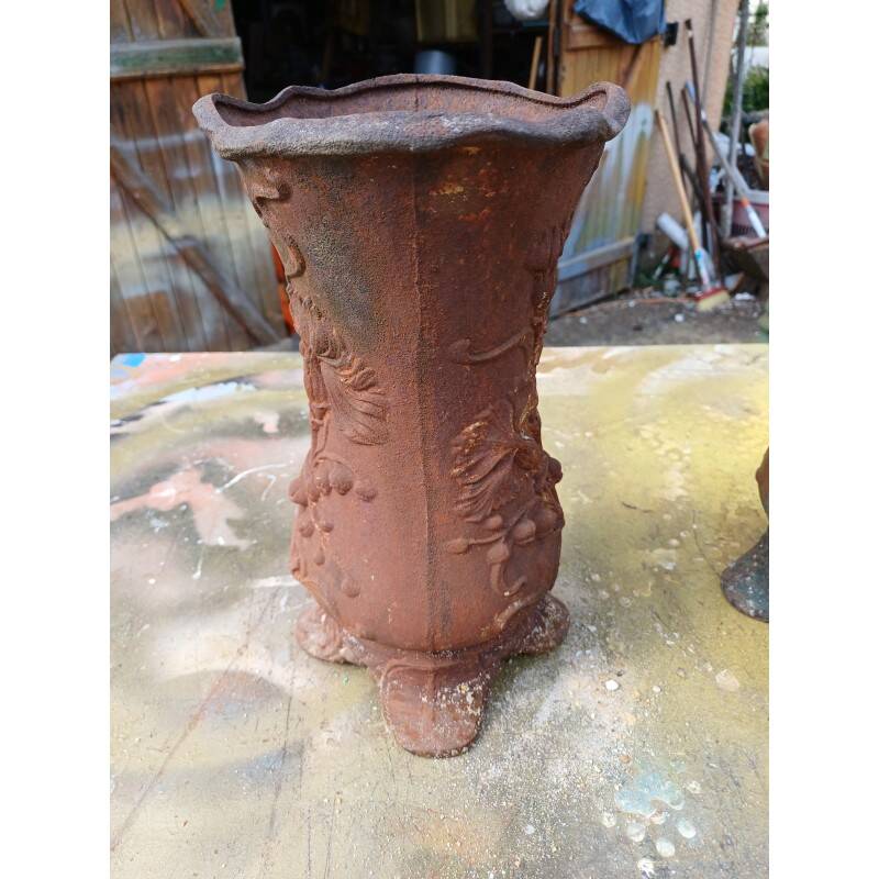 3 cast iron vases 1900 Charleville-Mézières