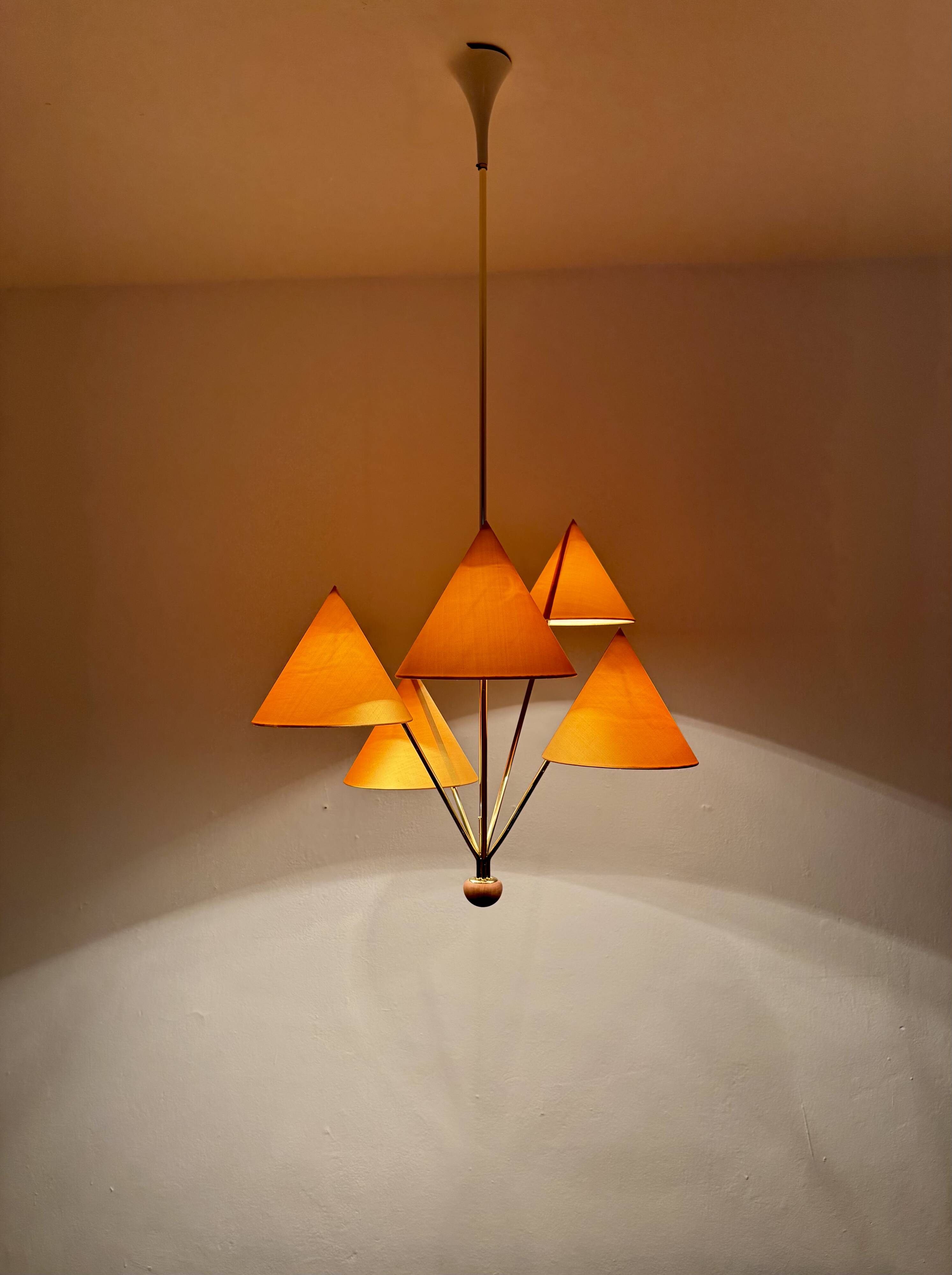 Beautiful Brass Chandelier by Rupert Nikoll