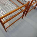 Pair of vintage stackable daybeds in oak wood and metal from the 60s