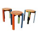 Set of 3 stackable pine stools