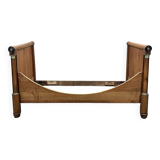 19th century Empire sleigh bed in cherry wood - Bedding: 1m82x98cm