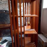 70s teak veneered rotating shelf