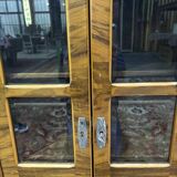 Petite vitrine art déco en noyer et placage