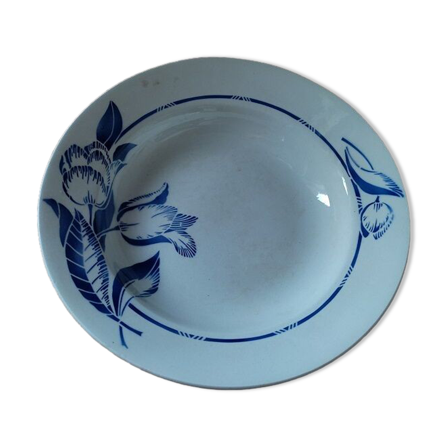 Dish Hollow porcelain blue flower St Amand dp 092285