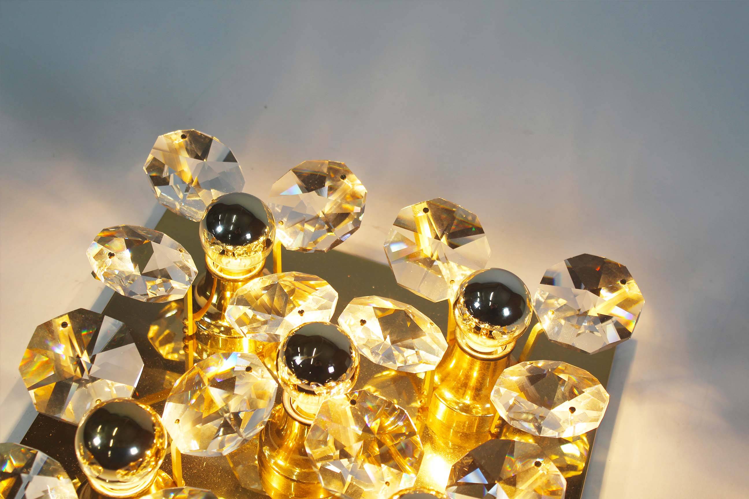 Stunning 1970's Brass Flush Mount Light by Christoph Palme