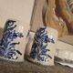 Lot de 2 choppes en grès de Betschdorf – Poterie Graessel – décor floral bl
