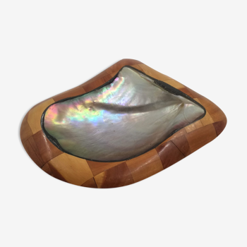 Wood and mother-of-pearl trinket bowl