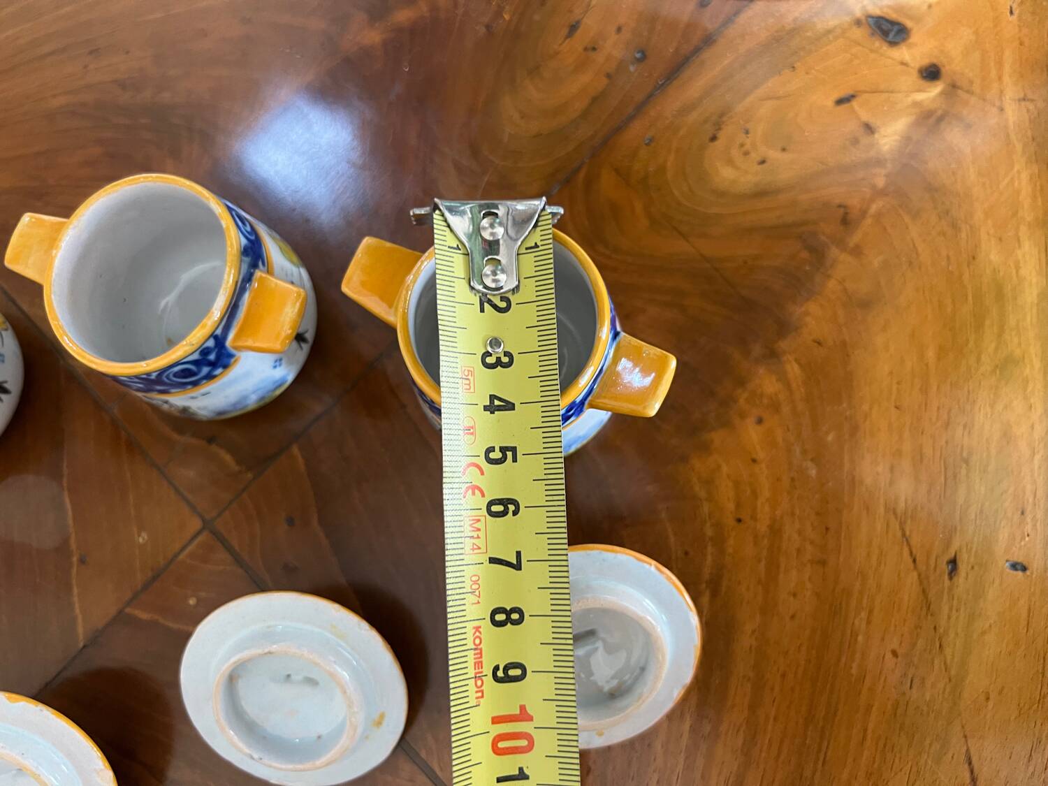 Set of tray and six cream pots HB Quimper