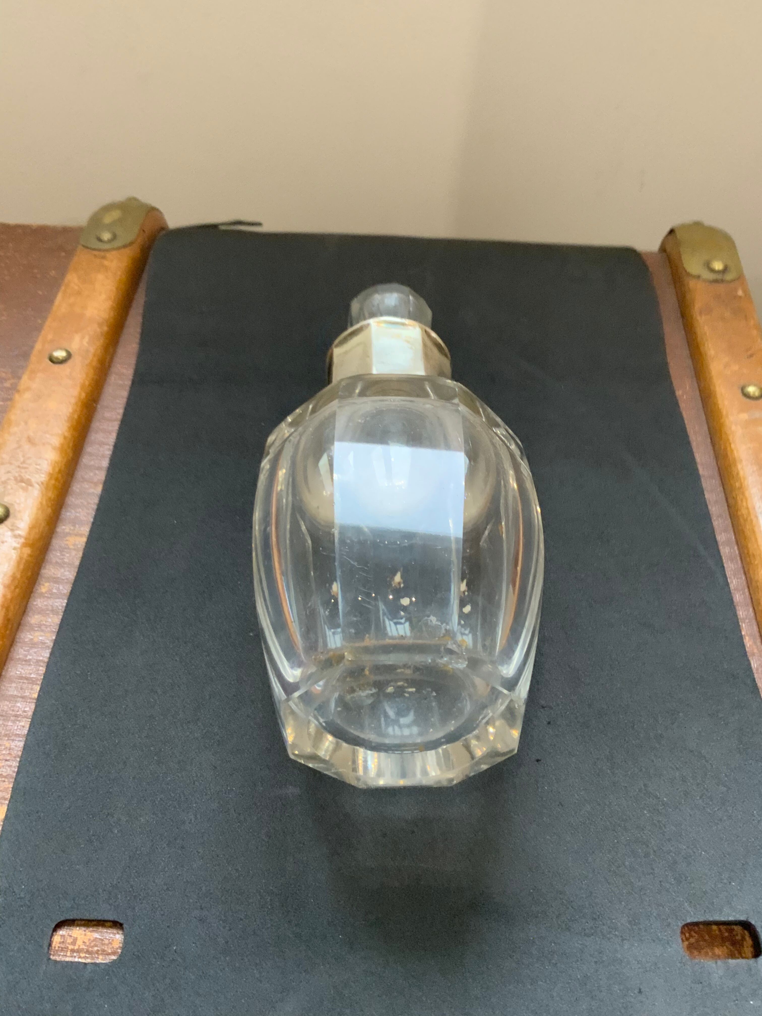 Antique crystal bottle and silver frame diamond punch perfume
