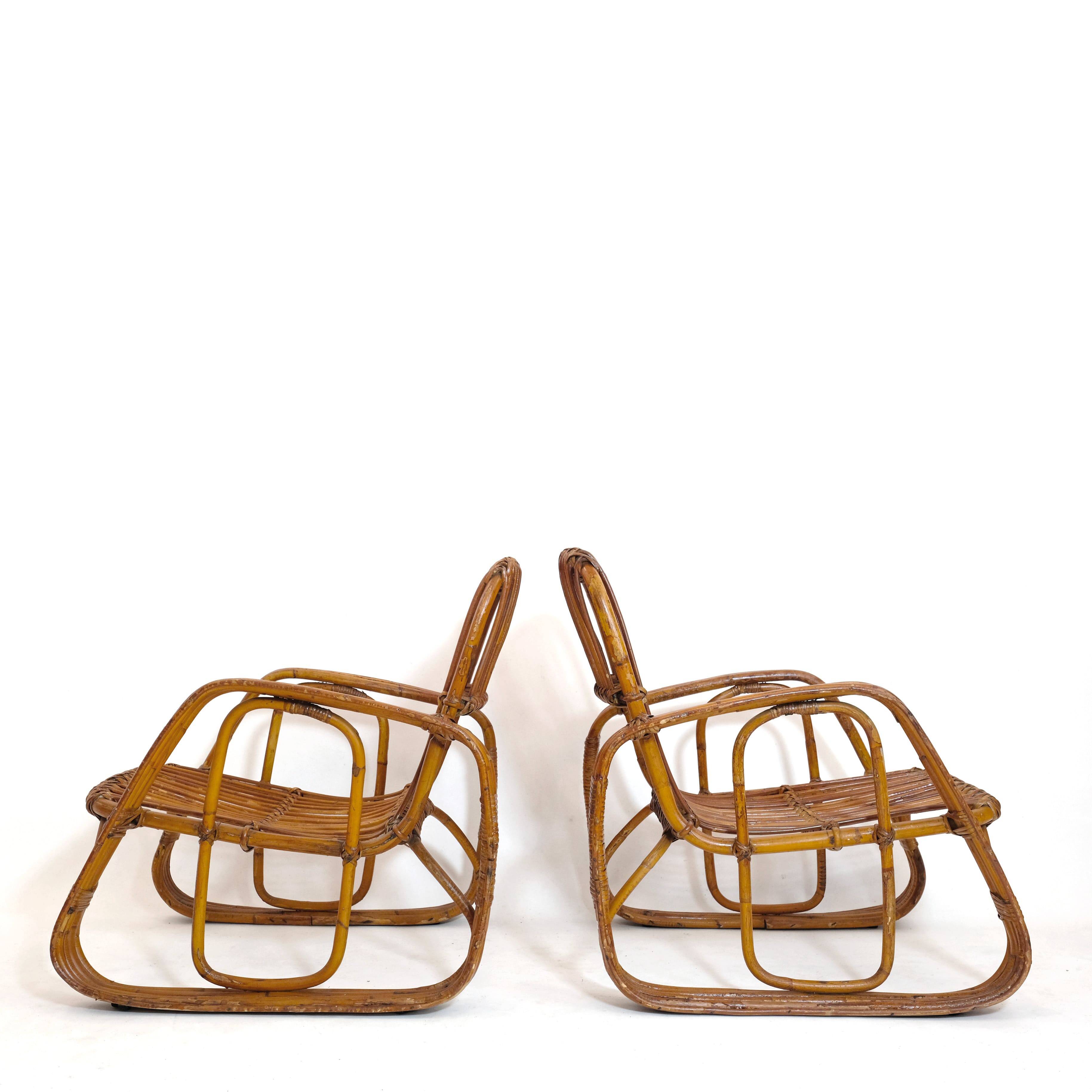 Pair of rattan armchairs, Italy, 1960s, no. 2.