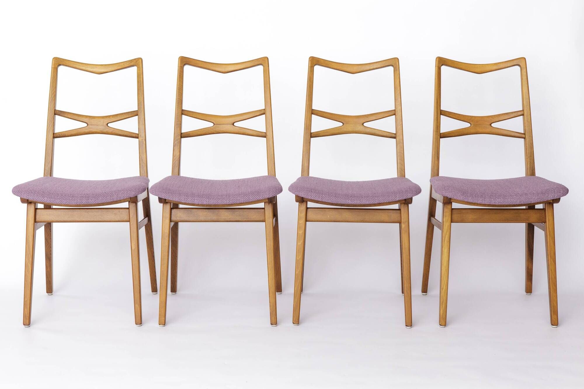 Lot de 4 chaises de salle à manger vintage, années 1960-1970, style allemand du milieu du siècle moderne, en hêtre
