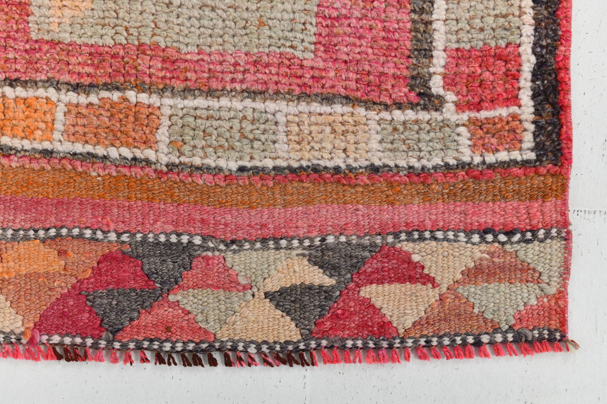 Pink & Red Vintage Runner Rug, 100x356Cm