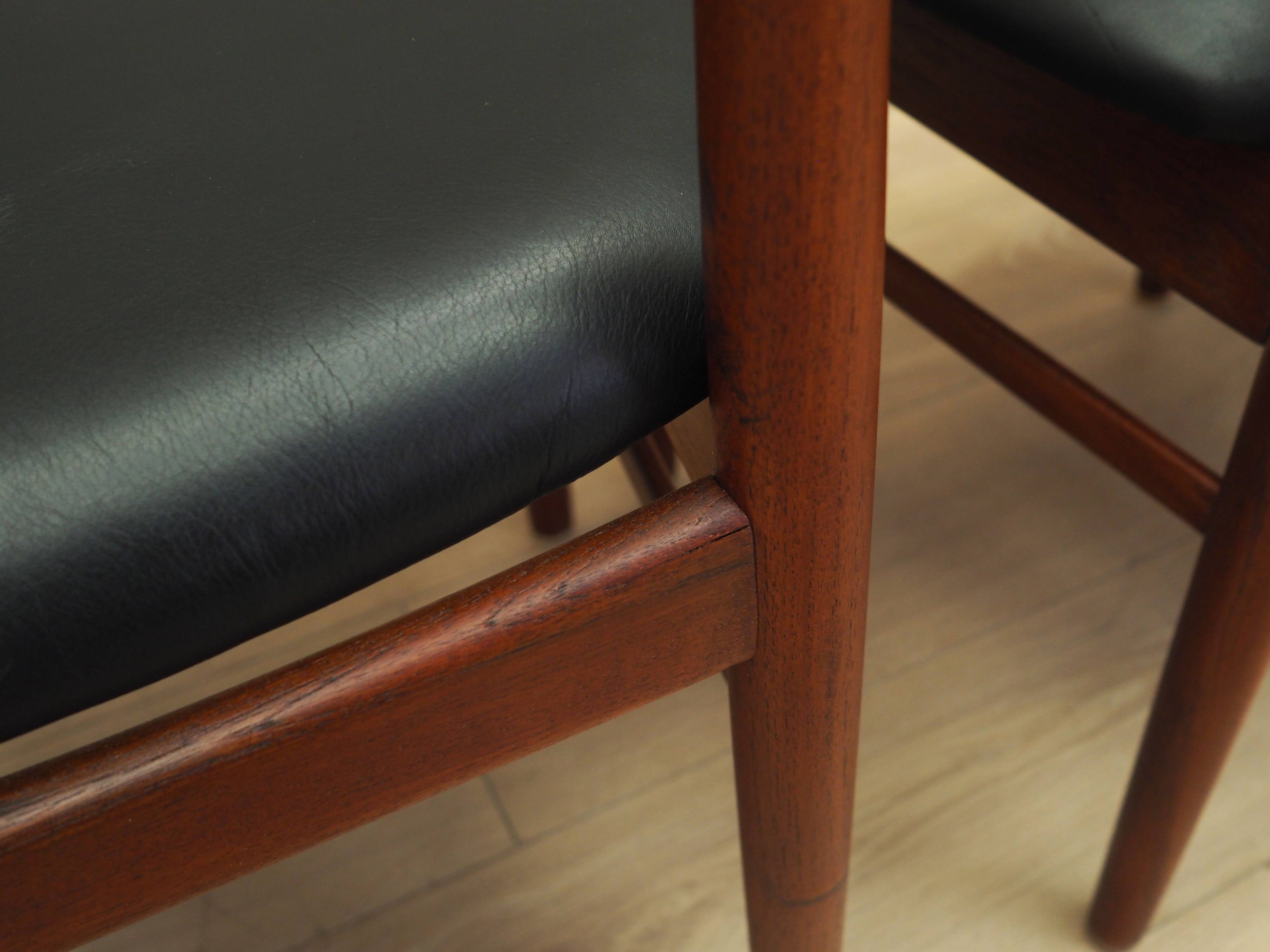 Set of four teak chairs, Danish design, 1960s, manufacture: Bruno Hansen, d