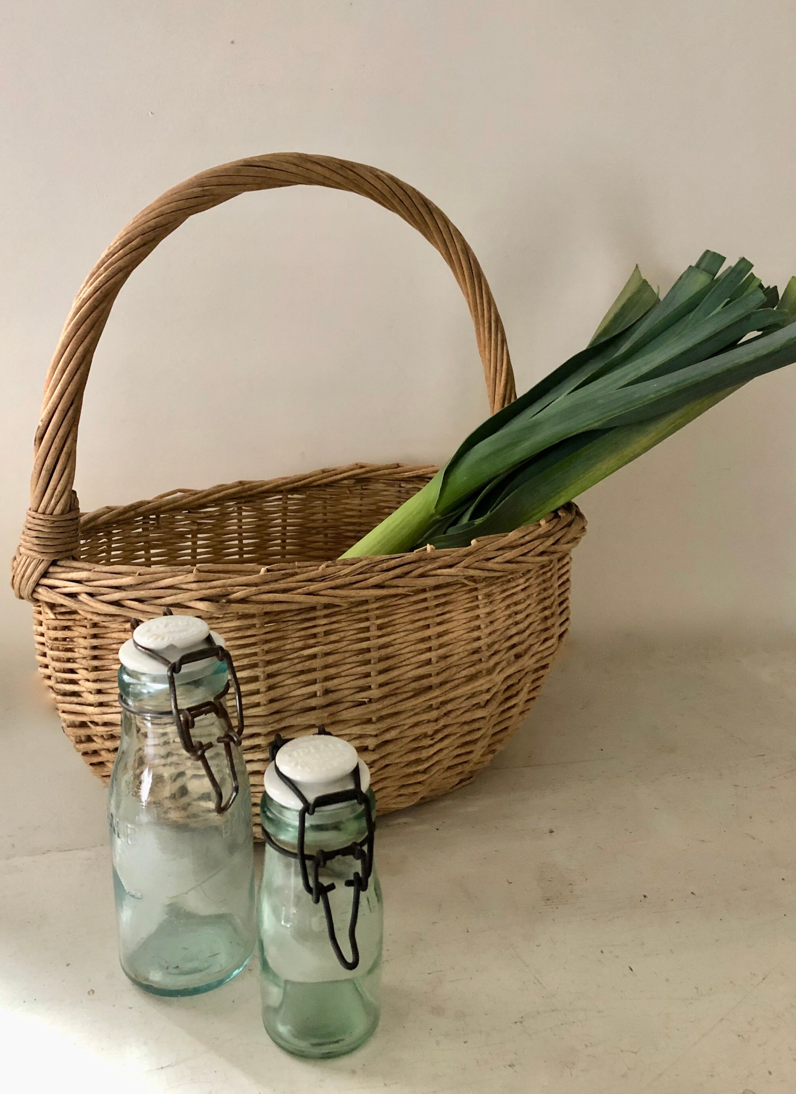 Braided wicker basket for the market