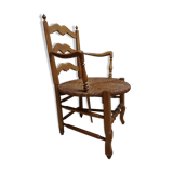 French country provence beech wood armchair with rush wicker seat