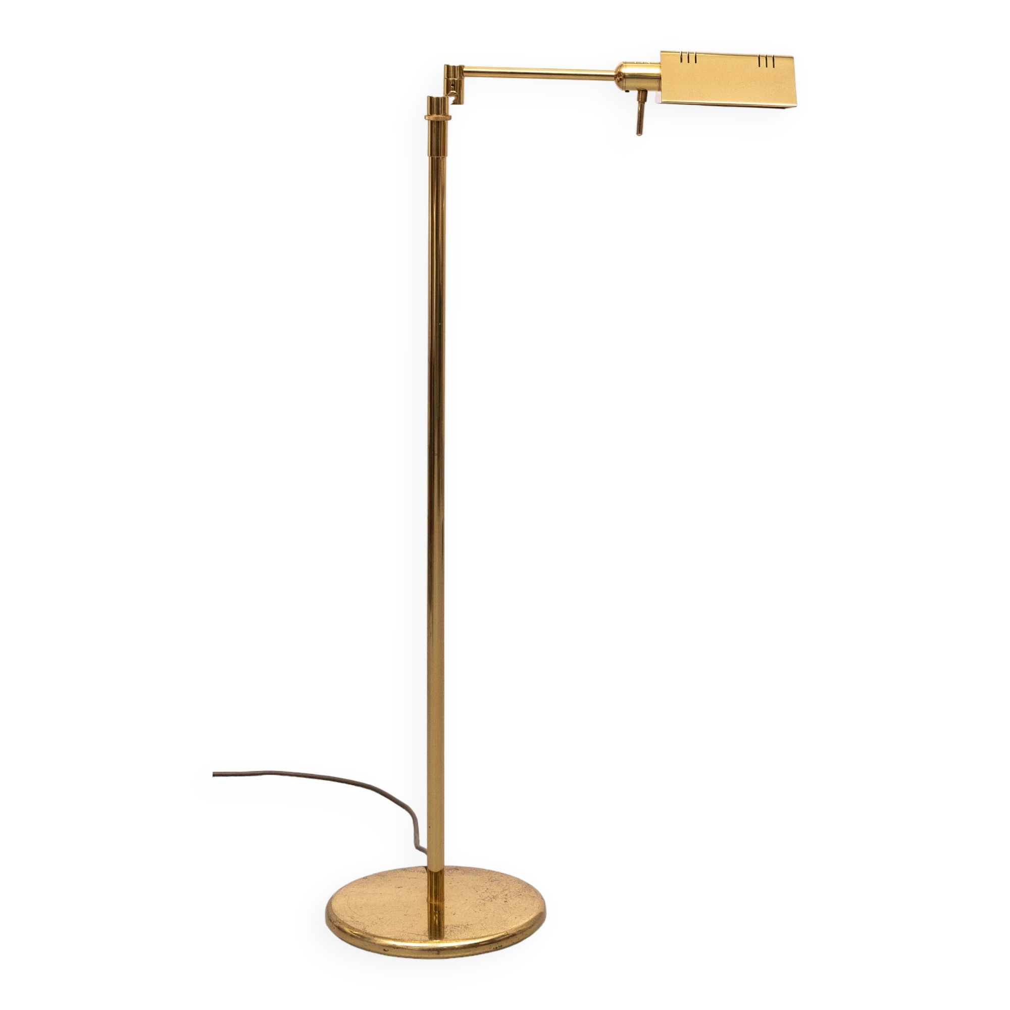 Holtkoetter adjustable Brass swing arm floor lamp. Germany