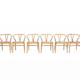 Set of 6 'CH24' wishbone dining chairs by Hans J Wegner for Carl Hansen, De