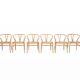 Set of 6 'CH24' wishbone dining chairs by Hans J Wegner for Carl Hansen, De