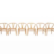 Set of 6 'CH24' wishbone dining chairs by Hans J Wegner for Carl Hansen, De