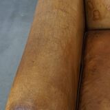 Set of 2 Large Vintage Sheepskin Leather Armchairs