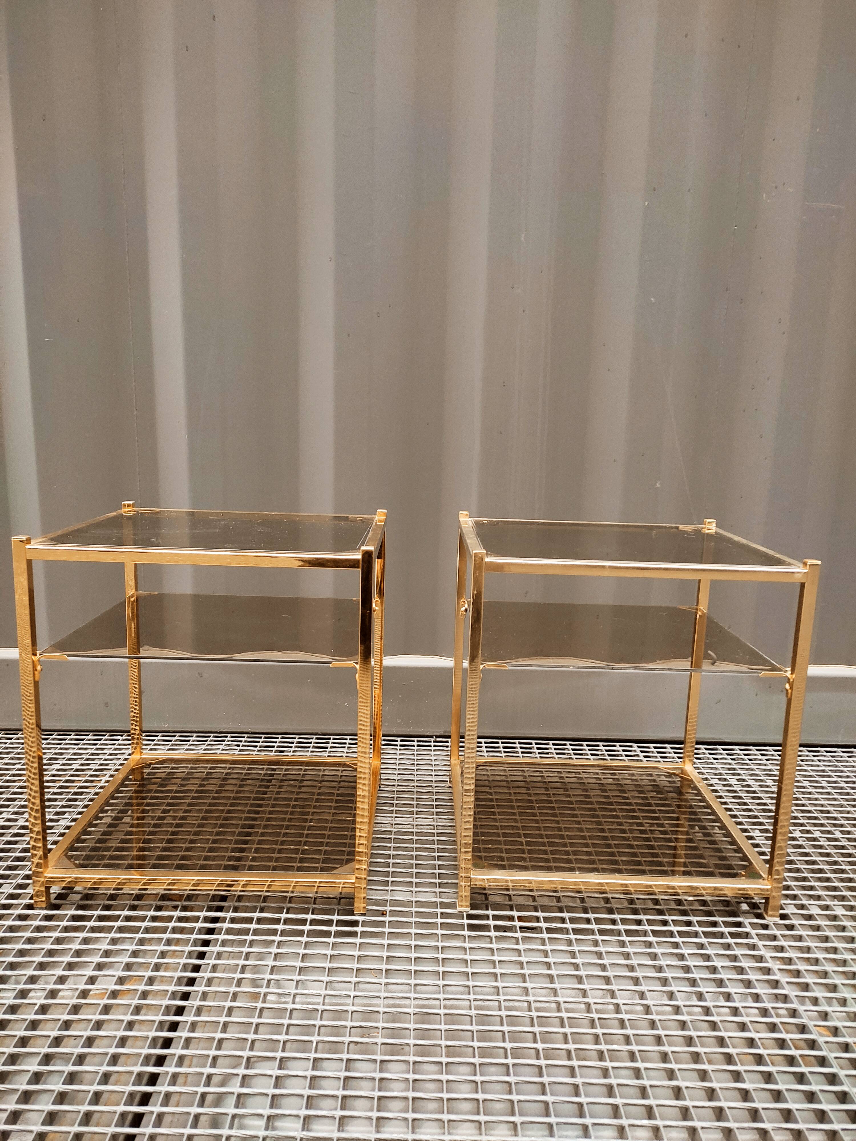 Sofa ends.in gilded metal and glass