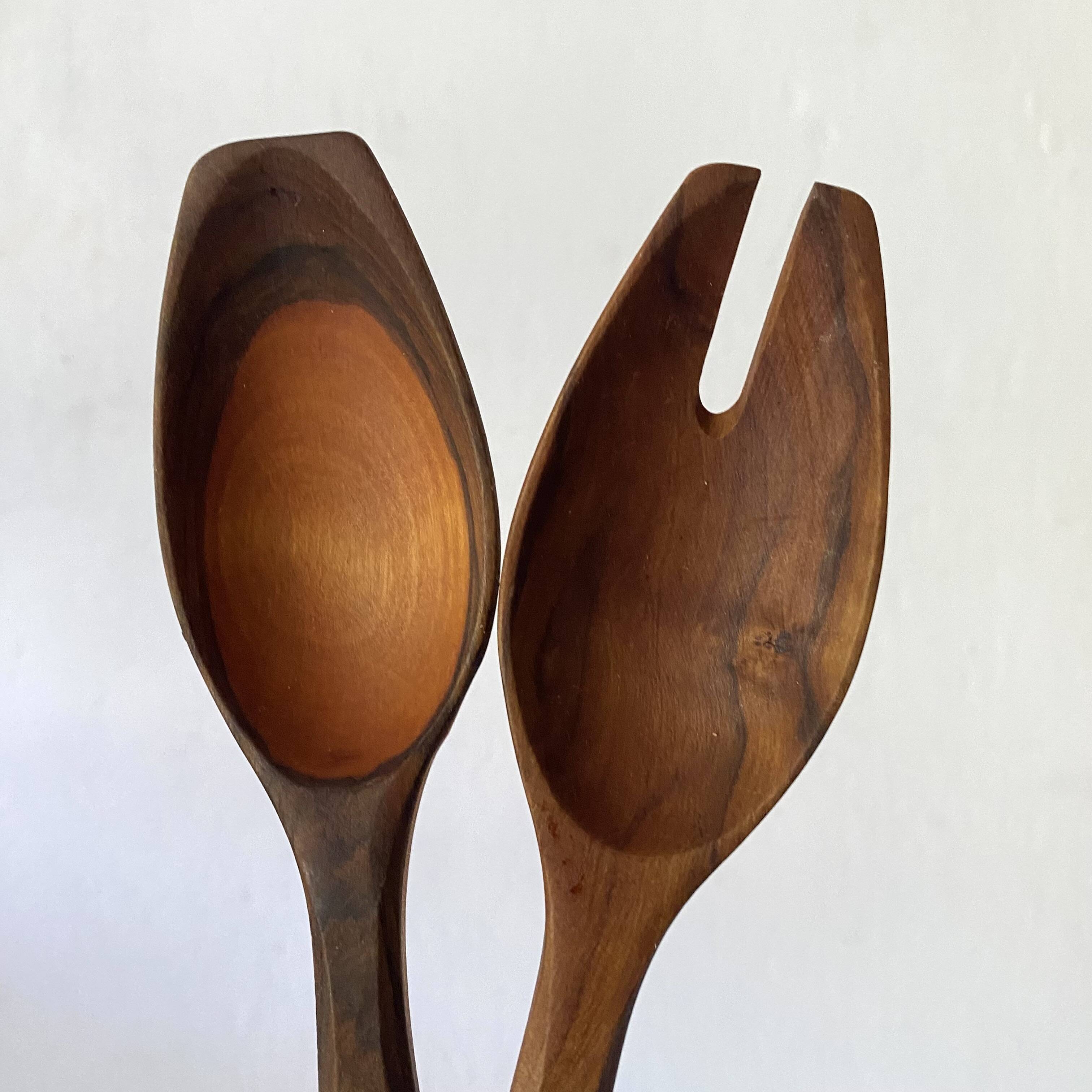 Olive wood salad servers