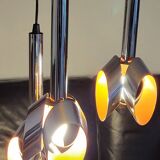 Massive Belgique three-arm waterfall pendant lamp in chrome and orange lacquer
