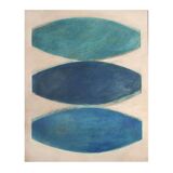 Abstract painting on wood panel signed Eawy