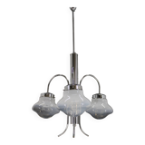 1960s Chrome Plated Chandelier with Murano Glass,  Italy