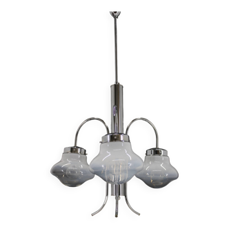 Lustre chromé et verre de Murano des années 1960, Italie