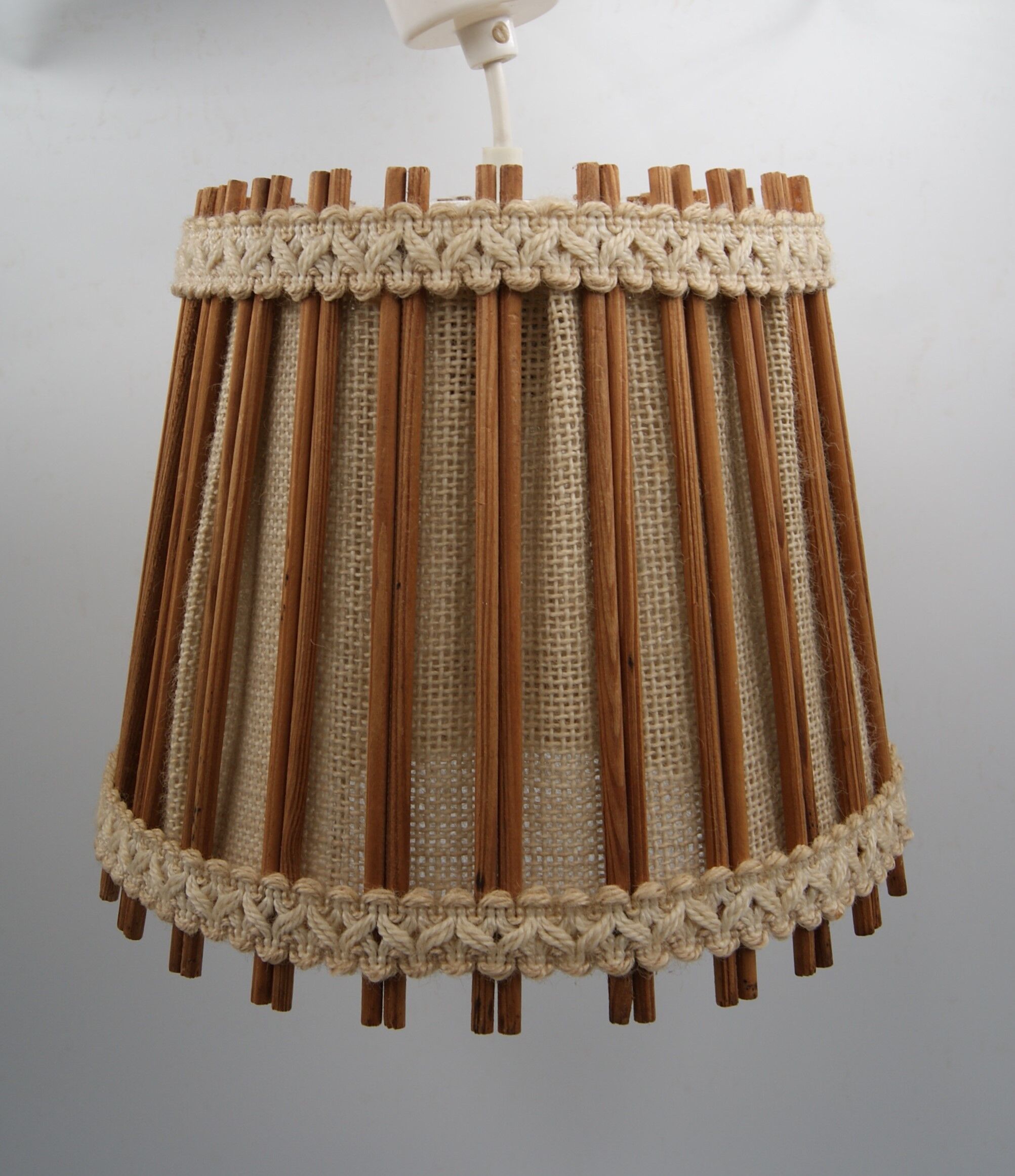 Vintage wood canvas pendant lamp