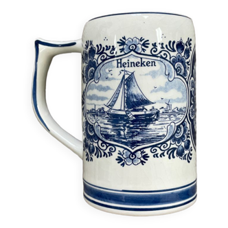 Heineken beer mug in hand painted Delft blue