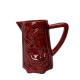 Saint Clement red earthenware pitcher with stork decoration circa 1940