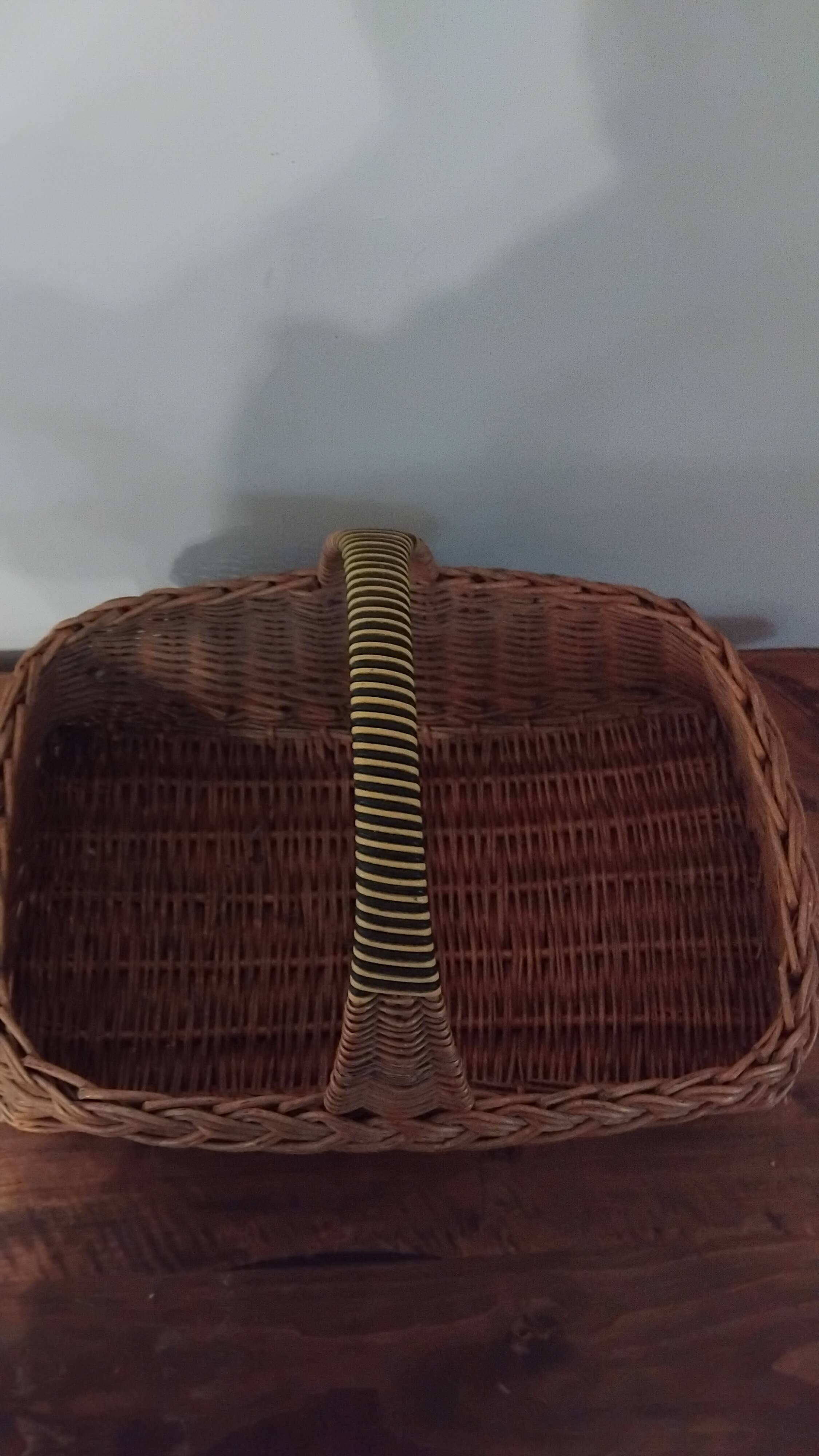 Vintage rectangular woven basket