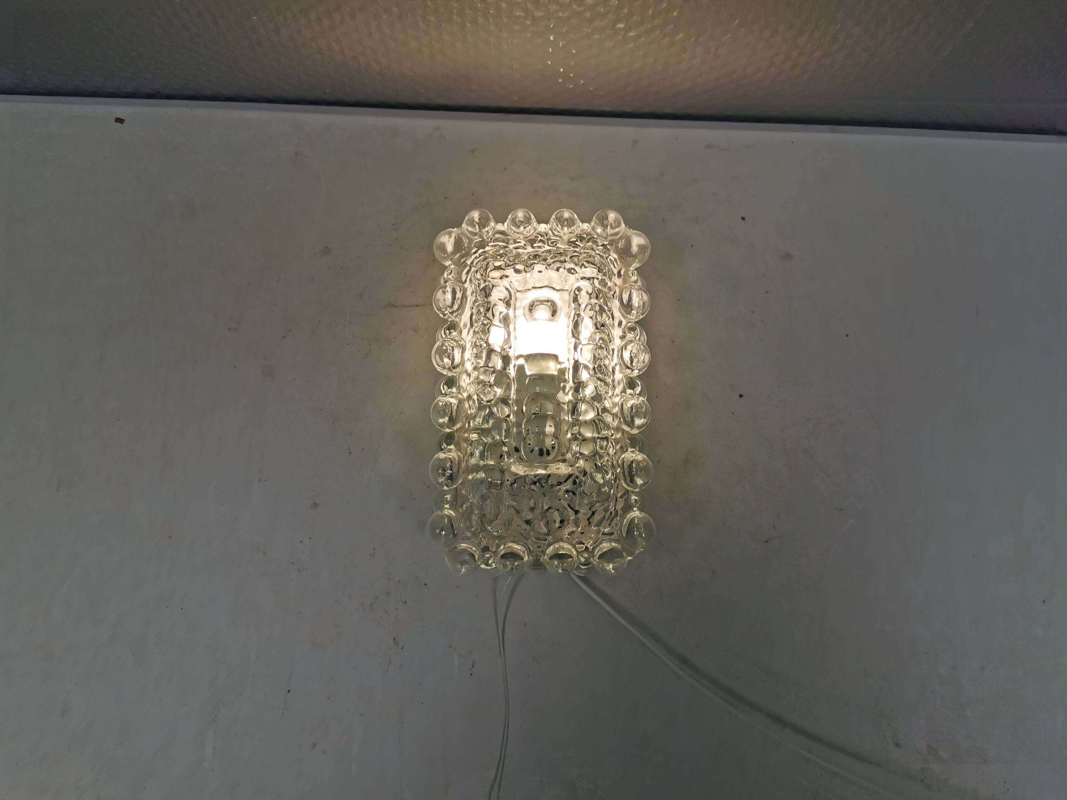 Helena Tynell Wall Lamp, Cast Bubble Glass, Black Metal, 1960s Germany