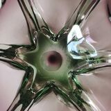 Grand Vide-poche Etoile de Mer/Création Joseph Michael Hospodka/ Verrerie Tchèque Chribska en verre d Art soufflé améthyste/Vert. Diam 24 cm