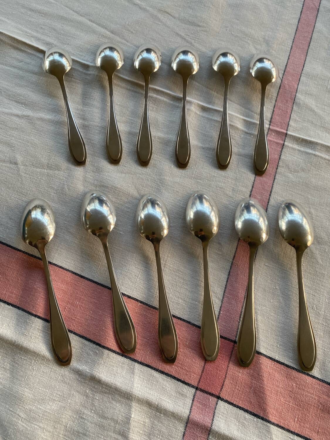 Set of 12 small silver-plated spoons