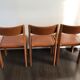 Set of 4 elm chairs and leather, 80s