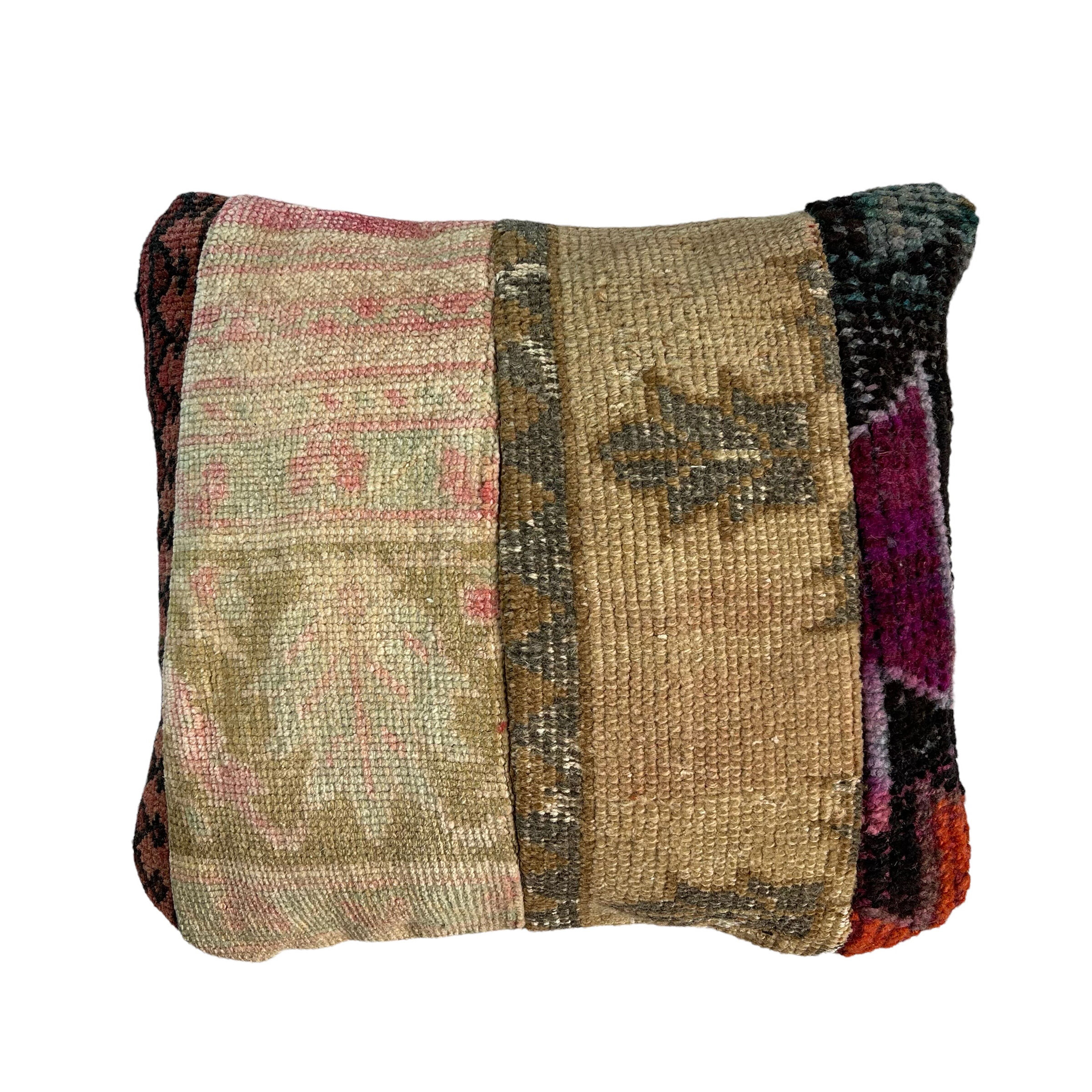 Vintage Turkish Patchwork Rug Cushion Cover 40x40 cm
