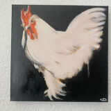 Coq portrait à l’huile sur toile