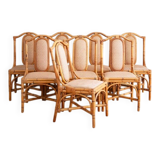 Vintage Italian bamboo chairs, 1980s, set of 8.