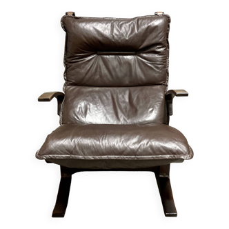 Fauteuil cuir 2 "design scandinave" 1950.