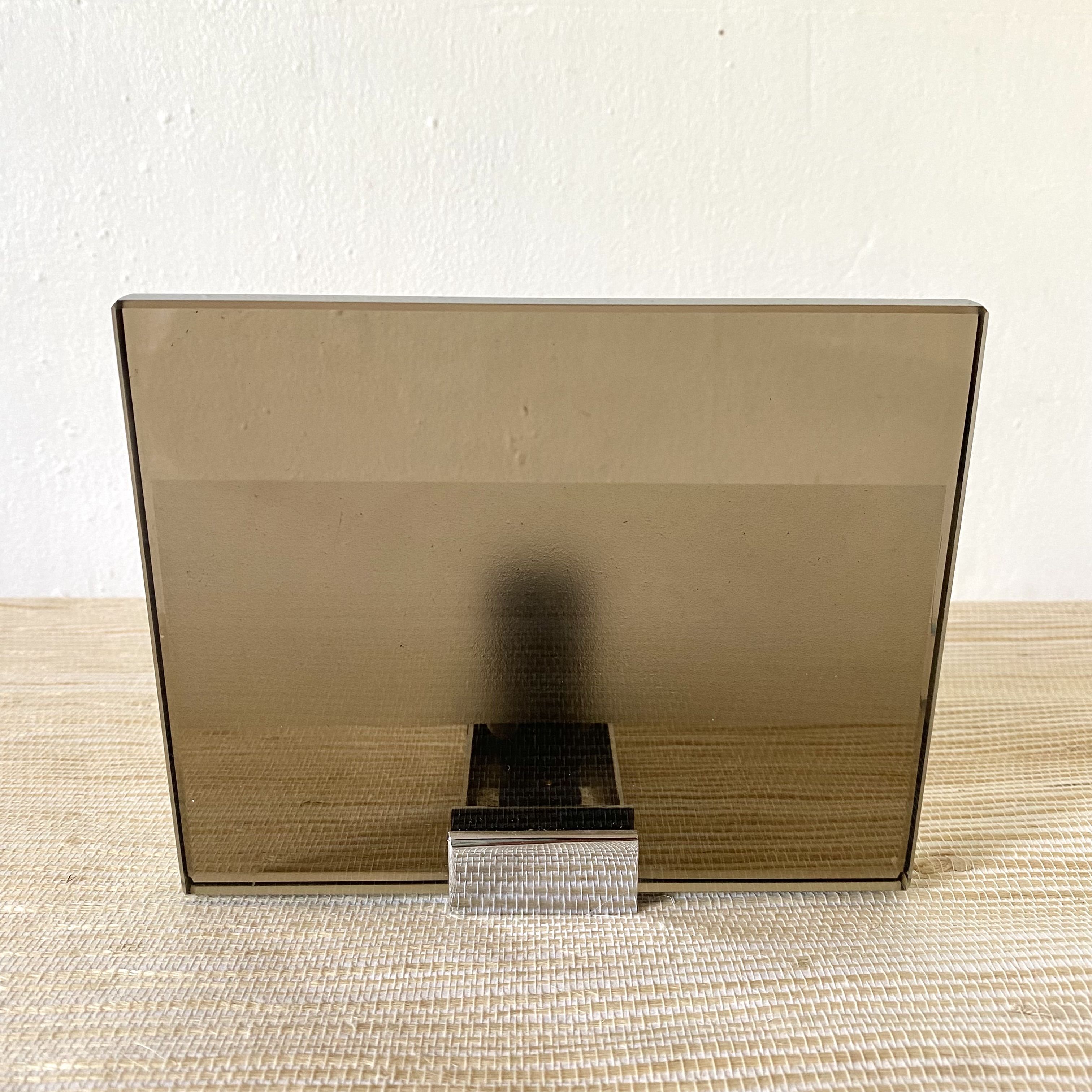 New smoked glass and chrome wall light, 1970s