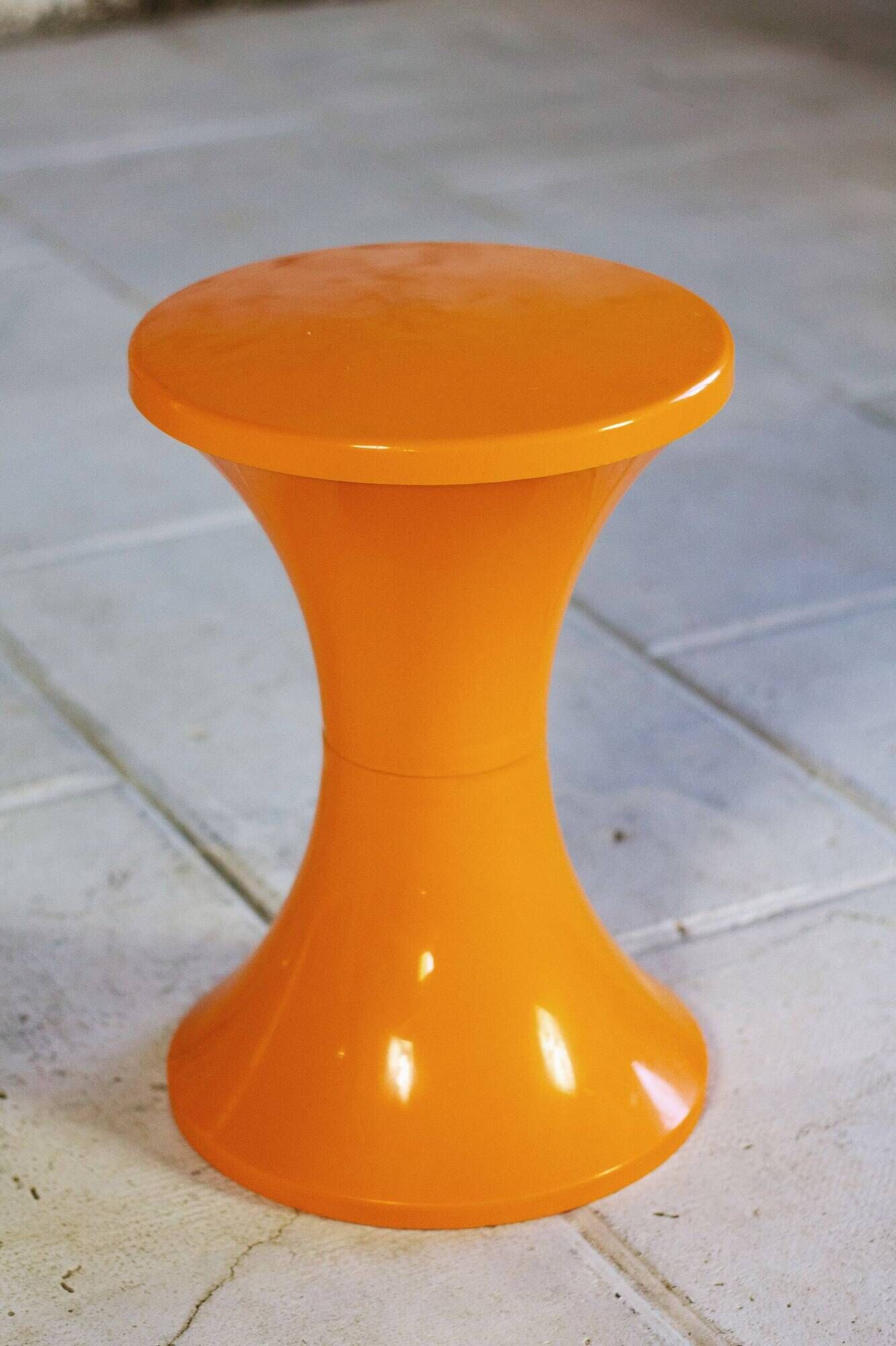 Set of 3 Tam Tam stools in orange by Henri Massonnet for Stamp, 1970.